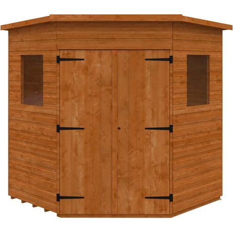 6 x 6 Feet Corner Shed 12mm Shed - Solid Wood/Softwood/Pine - L175 x W175 x H209 cm - Burnt Orange