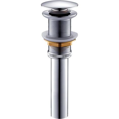 Un-Fendue Bassin évier Robinet Poussez Pop-Up Cliquez Clack Maker Bouchon Stopper sans débordement Fait (Silver)