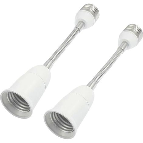 Deux adaptateurs d'extension flexibles à col de cygne E27 vers E27 pour ampoules LED, d'une longueur de 19 cm. (1/5)