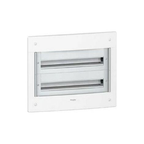 Coffret de repartition encastré 2 rangees 24 modules (2x24M) blanc 510x610x125mm sans porte avec bornier terre IP30 PRAGMA (1/2)