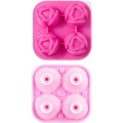 Moule à Glaçons Silicone 2 Pièces - Forme Tulipe Rose Fuchsia & Sphères de Glace - Bac à Glaçons Réutilisable pour Maison, Bar et Cocktails-lsw (1/2)