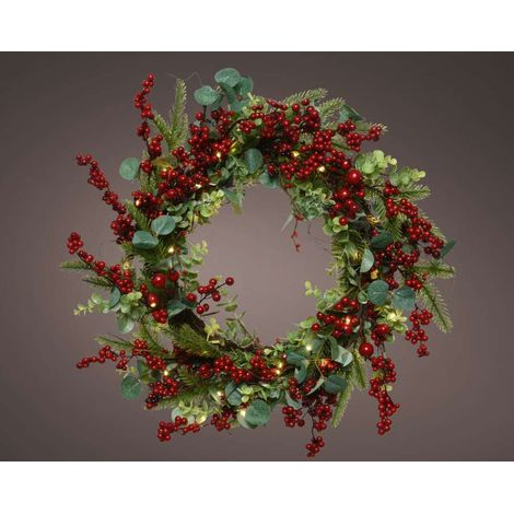 Fuori porta 60 luci led e bacche rosse h 60 cm (1/2)