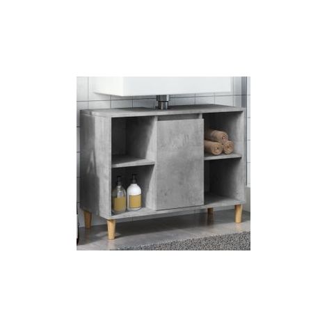 Armoire salle de bain gris béton 80x33x60 bois d'ingénierie (1/5)