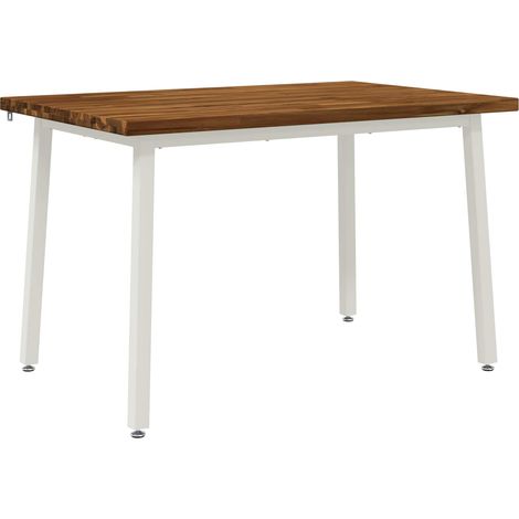120 x 70 x 75 cm Madera de Acacia Sólida Natural y Blanco vidaXL