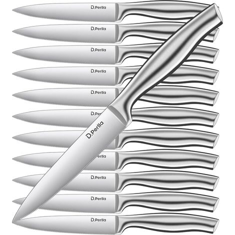 Couteau à Steak, 12 Pièces Avec Boîte Cadeau, Ensemble de Couverts à Steak de Cuisine, Dentelés, 23CM (1/5)