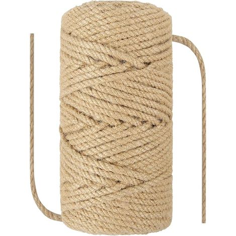 6 mm x 50 mètres Corde de Chanvre Sisal Naturel Corde épaisse pour Chat Arbre Griffoir, Jardin, Reliure, Artisanat Matériel d'emballage