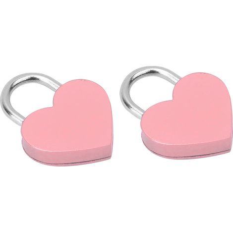 Sets Herzschloss Metall Vorhängeschloss, farbenfroh, exquisit, Haushalts-Bastelbedarf, mit Schlüsseln, 30 x 39 mm, Rosa (1/5)