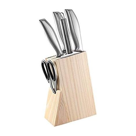Bloc à couteaux en bois porte-couteau de comptoir organisateur de couteaux avec fente pour ciseaux pour porte-couteau de cuisine MNS (1/4)