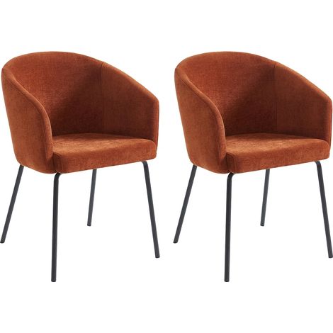 Lot de 2 chaises avec accoudoirs en tissu et métal - Terracotta - MORONI (1/5)