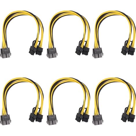 6 Pièces Câble d'Alimentation PCI-E 8 Broches Femelle vers Double Mâle 8 Broches, Adaptateur pour Carte Graphique et Accessoires PC (1/5)