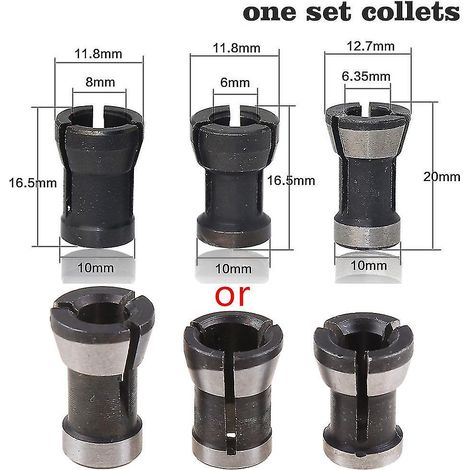 Set mit 3 Holzfräsern in den Durchmessern 6 mm, 6,35 mm und 8 mm für Oberfräse, Graviermaschine und Holzschneider.