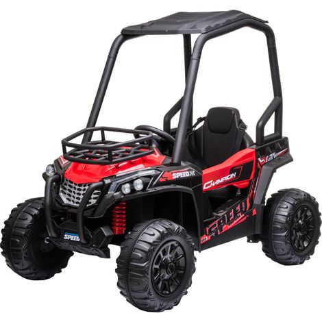 Macchina Elettrica per Bambini 12V, Velocità 3-6km/h, Quad Elettrico Mini con Doppio Motori, USB, Lettore MP3 e Telecomando, 118x76x104cm, Rosso e Nero (1/5)