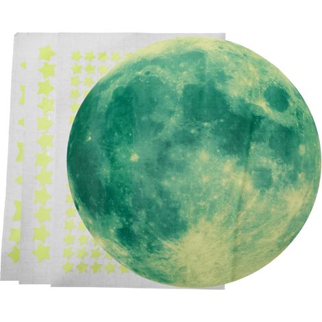 Lot de 2 feuilles d autocollants muraux luminescents Lune et (1/5)