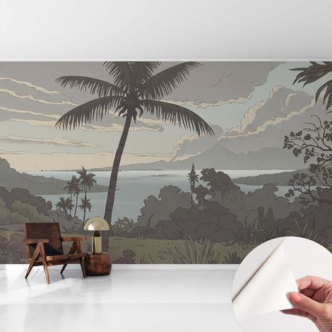 Fototapete Selbstklebend - Büro Wandgestaltung - Wanddekoration Wohnzimmer Exotische Landschaft 416x254 cm (1/5)