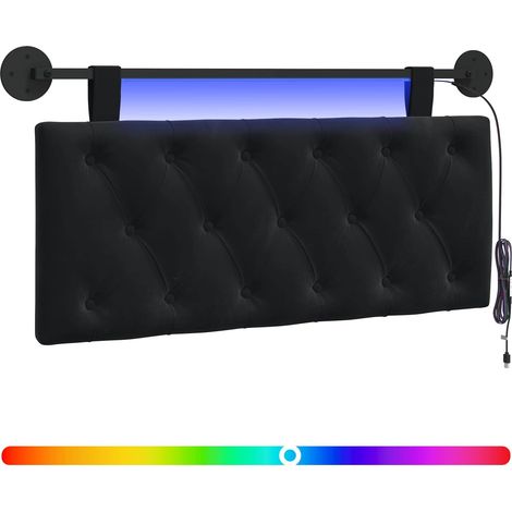 Maison Exclusive - Hängendes Kopfteil Mit LED Licht Schwarz Samt