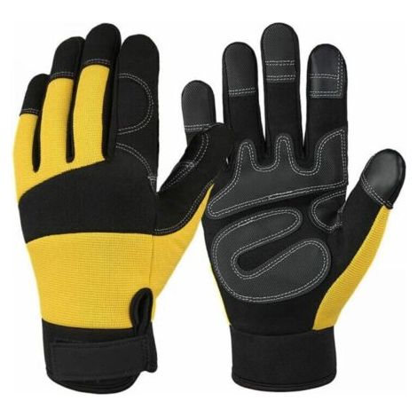 Gants anti-coupure pour tronçonneuse – Protection 20 m/s – Paume en cuir renforcée – Norme EN388 – Taille L (1/5)