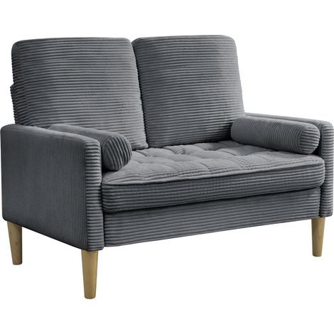 CHICFURN Sofá de 2 plazas 121x76x87 cm de tela gris estilo escandinavo para espacios pequeños (1/5)