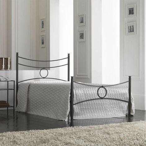 Cama de hierro una y media con reposapiés Negro CONCA 126x208x h117 cm