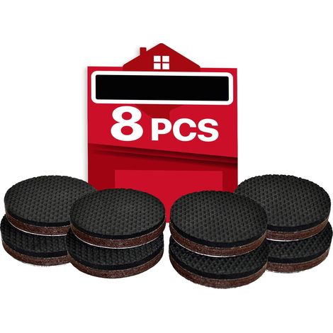 Pads Antidérapants Pour Meubles - 8 Pièces - Diamètre 5 cm - En Caoutchouc Et Feutre Épais - Pour Pieds De Canapé Chaise Table Lit - Protection Sol Bois Laminate (1/5)