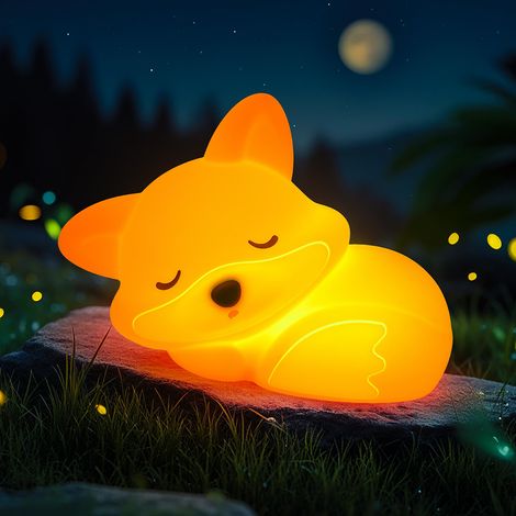Veilleuse rechargeable Fox, lampe de chevet lumière tactile, convient pour chambre d'enfant, deux niveaux de luminosité, en silicone (1/5)