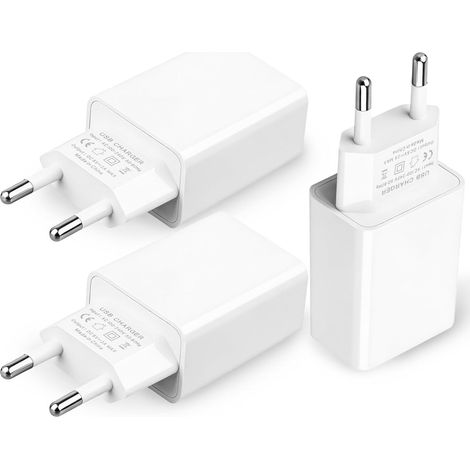 3 Pièces Chargeur 5V 2A 10W Adaptateur Secteur USB Universel Mini Bloc Prise Charge Rapide Embout Charger pour iPhone Samsung Huawei Smartphone Smartwatch Ecouteurs LED Lights Monitoring (1/5)