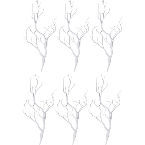 6 x Décor de Fête de Mariage de Branche D'Arbre Végétal Sec Blanc Artificiel (1/4)