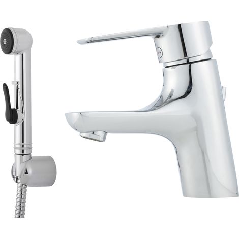 Mora CERA B5 Sanette Mitigeur monocommande pour lavabo avec douchette, ensemble de vidage chromé (1/2)