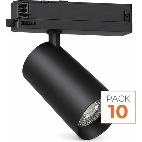 Pack de 10 - Spot LED sur Rail COB Triphasé 10W 36° Noir - Garantie 5 ans - Blanc Neutre 4000K - 5500K - SILAMP (1/2)