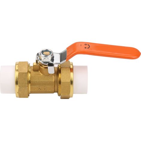 Vanne à bille en laiton avec raccord double thermofusible PPR 3/4" BSP DN20 (1/5)
