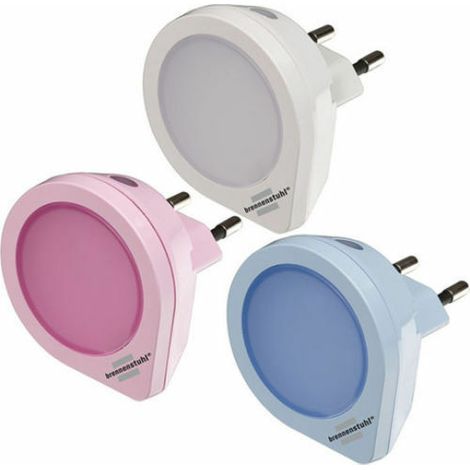 3 PZ. LUCE DA NOTTE BRENNENSTUHL LED BIANCO ROSA BLU SENSORE CREPUSCOLARE 18958 (1/2)