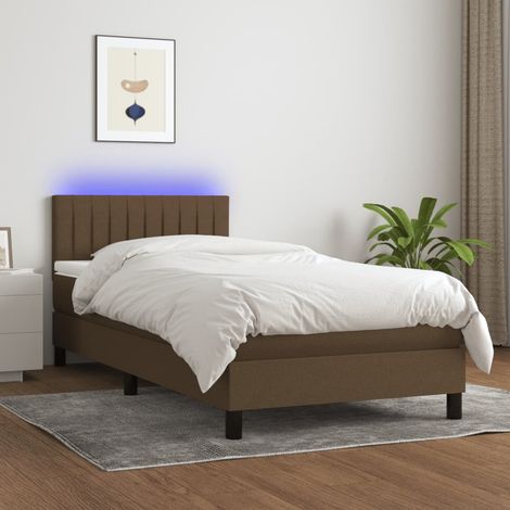 Boxspringbett mit Matratze & LED Dunkelbraun 90x190 cm Stoff (1/5)