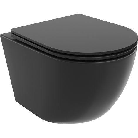 Mexen Lena cuvette WC Rimless Tornado avec abattant à descente lente slim, duroplast, noir mat - 30221085T (1/5)