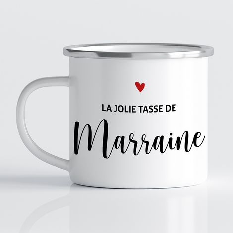 Tasse - Mug Émaillé - La jolie tasse de marraine - MUG BORD ARGENT (300 ml) (1/3)