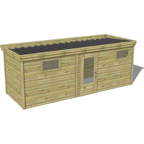 ABRI DE JARDIN bois traité 27mm, 6,5x2,1m, 14m2