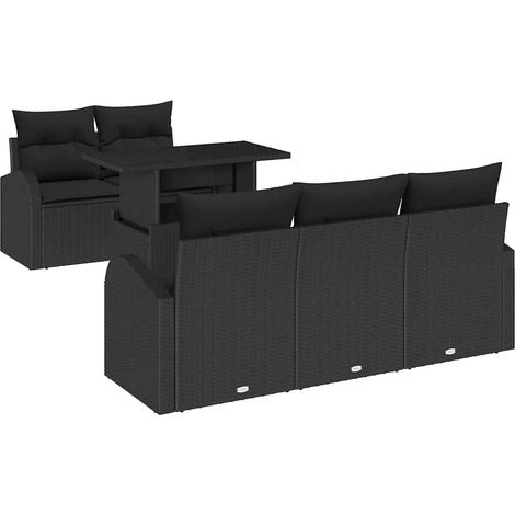 Maison Exclusive - Set Divano da Giardino 6 pcs Nero Rattan in Polipropilene