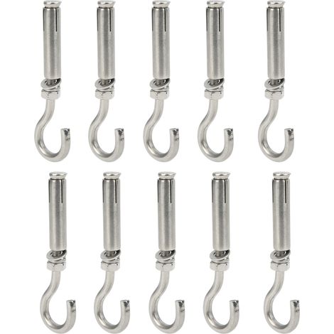 Crochets à vis expansion inox, lot de 10, ouverture filetée, fixation pour équipements médicaux et télécommunications. (1/5)