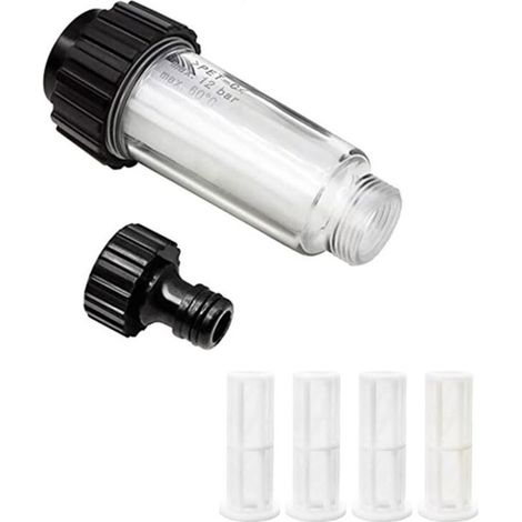 Kit de filtres à eau 3/4" Préfiltre à eau avec 4 filtres et adaptateur rapide pour nettoyeur haute pression, pompe de jardin, arr (1/4)