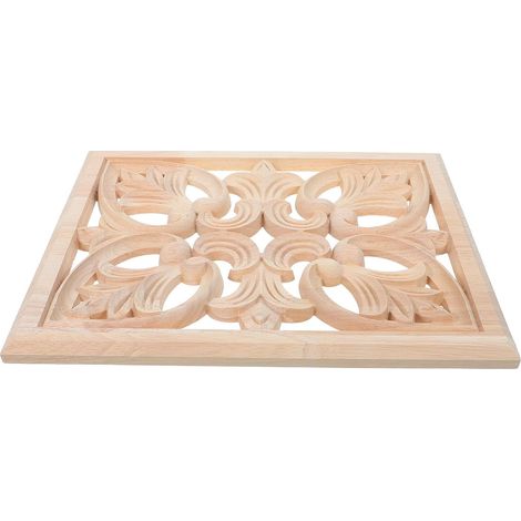 Ornement en bois de style européen Healeved, carré, sculpté filigrane, appliqué non peint pour la