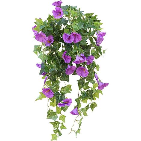 Künstlicher Blumenstrauß, 1 Zweig, Kunstblumen für draußen, UV-beständige Büsche, Kunstpflanzen aus Kunststoff für drinnen und draußen, Hängepflanzen, Garten, Veranda, Fenster, Pflanzgefäß, Zuhause