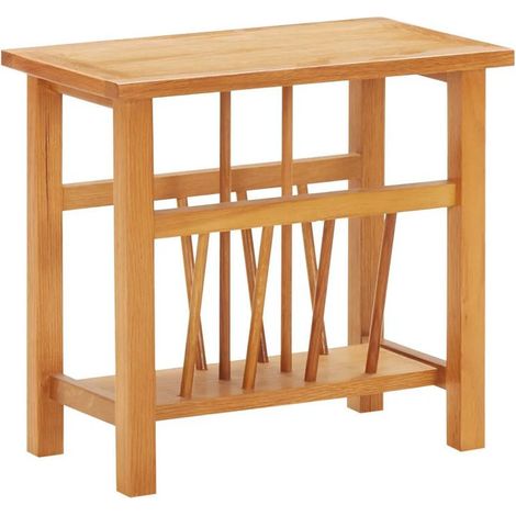 Table d'appoint à revues chêne massif clair Odero H 42cm (1/5)