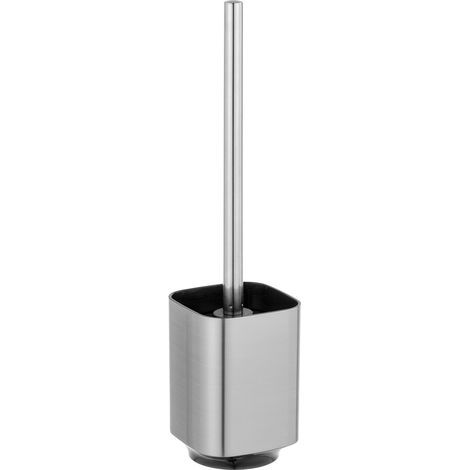 Portascopino WC in plastica color argento satinato e nero Lumina (1/3)