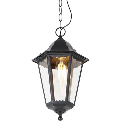Qazqa – Plafonnier d'extérieur noir IP44 – Aluminium – 20cm largeur – Douille E27 – Pour espaces extérieurs sous auvent