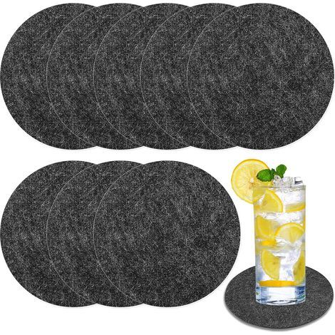 8 Pièce Grands Dessous de Verre en Feutre, 15 cm Diamètre 3 mm Épaisseur, Felt Coaster Ronds, Anti-Slip Résistant à La Chaleur, Anthracite, Dessous de Vase, pour Casseroles, Verres, Vases, Bols (1/5)