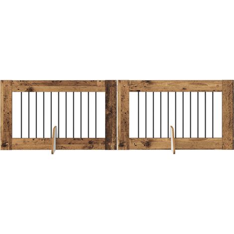 Dog Gate with Stands 2 pcs Old Wood 100 x 60 cm Engineered Wood vidaXL