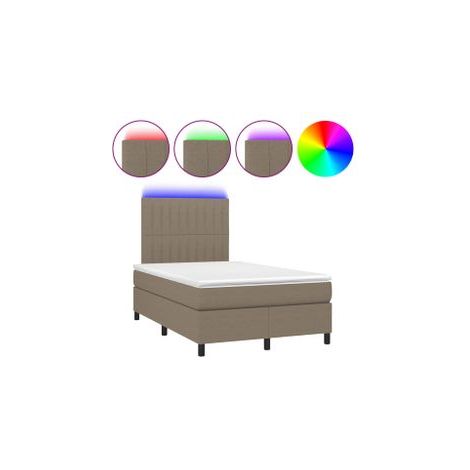 Sommier à lattes de lit et matelas et LED Taupe 120x200 Tissu (1/5)