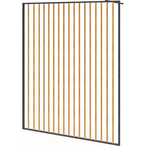 Vente-Unique – Paroi de douche à l'italienne en aluminium – Effet bois noir mat – Verre trempé 6mm – 140 x 200 cm – Barre de fixation incluse (1/3)
