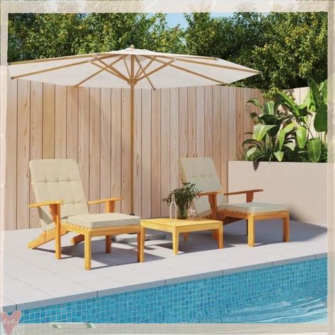 361987 Coussins de chaise longue lot de 2 beige tissu oxford (1/5)