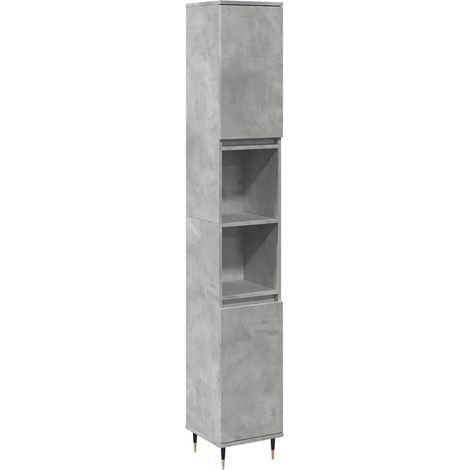 Mobile bagno moderno con vani contenitori flessibili 30 x 30 x 190 cm in legno grigio cemento 020051075