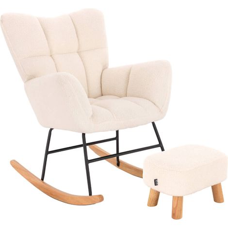 Home Deluxe Fauteuil à bascule avec repose-pieds NARA I Fauteuil à bascule Repose-pieds Chaise Chaise à bascule Chaise pivotante Fauteuil à bascule