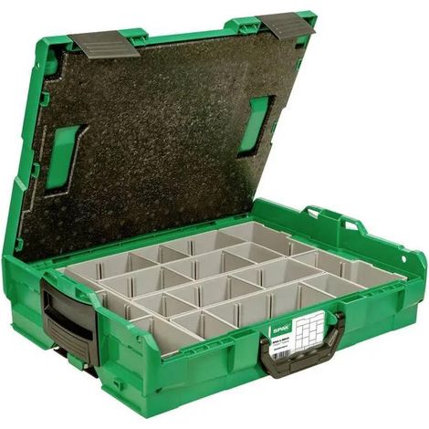 Maletín de almacenamiento de plástico resistente Spax con 17 compartimentos
